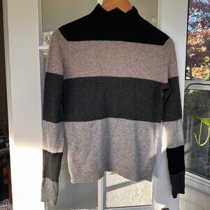 100% Cashmere Mock Neck Striped Sweater